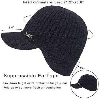 Muryobao Mens Winter Beanie Visor Hat Warm Knitted Brim Hat